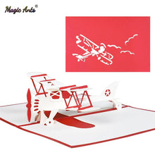 Load image into Gallery viewer, 3D Airplane Model Pop-Up Birthday Cards for Kids Business Greeting Card with Envelope Postcard Aircraft Handmade Gift