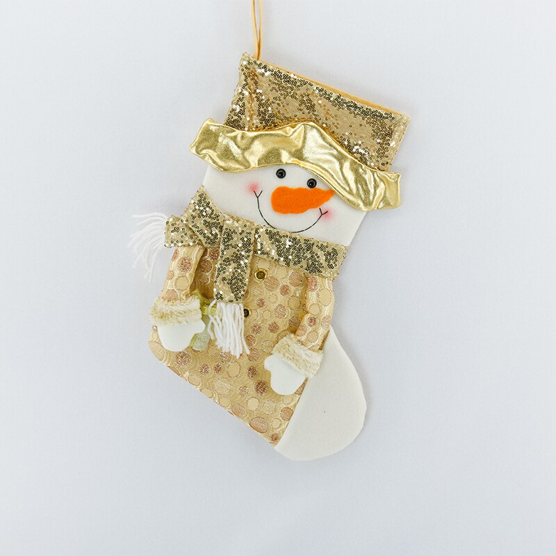 Christmas Gift Christmas Stocking Sacks Gold Kids Gift Candy Bag Fireplace Xmas Tree Hanging Ornaments For New Year 2022 Christmas Decorations