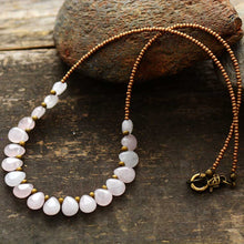 Load image into Gallery viewer, Skhek Unique Natural Stones Rose Quartzs Chokers Necklace Women Exquisite Teardrop Charm Beaded Simple Necklace OL Jewelry Gifts