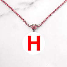 Load image into Gallery viewer, SKHEK Bling Rhinestone Alphabet A-Z Initial Name Pendant Necklace For Women Men Pink Crown Letter Crystal Chain Necklace Trend Jewelry