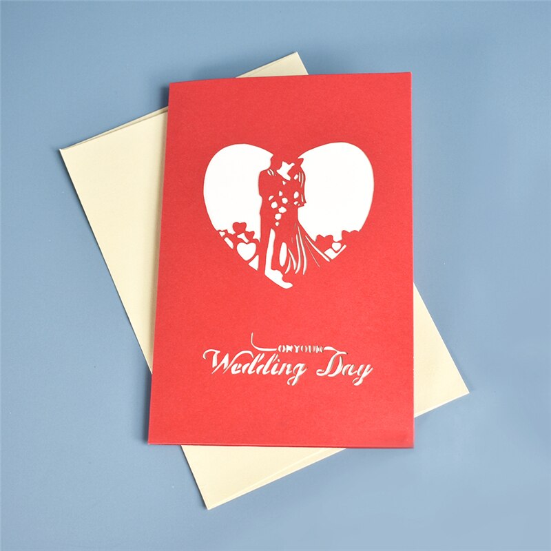 3D Pop-Up Wedding Cards Love Valentine's Day Card Romantic Anniversary Bridal Shower Married Invitation Greeting Cards