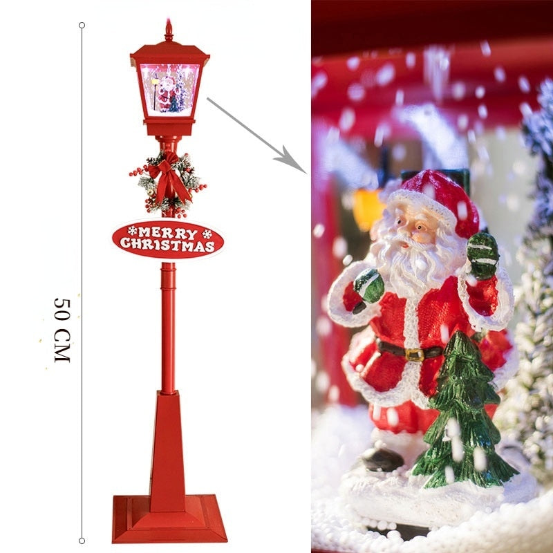 Christmas Electric Snow Music Street Lights Iron Christmas Decoration Metal Snow Street Lights Emitting Xmas Outdoor Ornaments