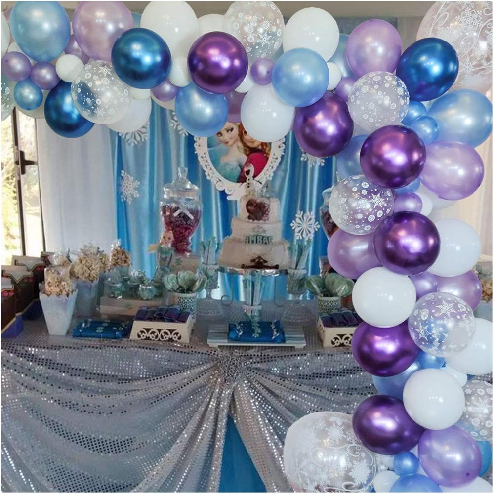 Princess Snowflake Balloon Garland Arch Kit frozen Birthday Party Ice Snow Ballon Baby Shower Wedding Christmas Party Decor