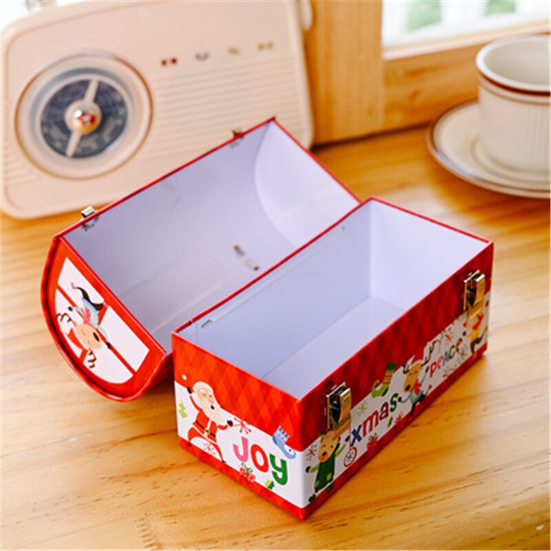 Christmas Gift Christmas Decoration Storage Box Organizer Creativity Schoolbag Packaging Gift Candy Iron Box Kids Toy For New Year Home Decor