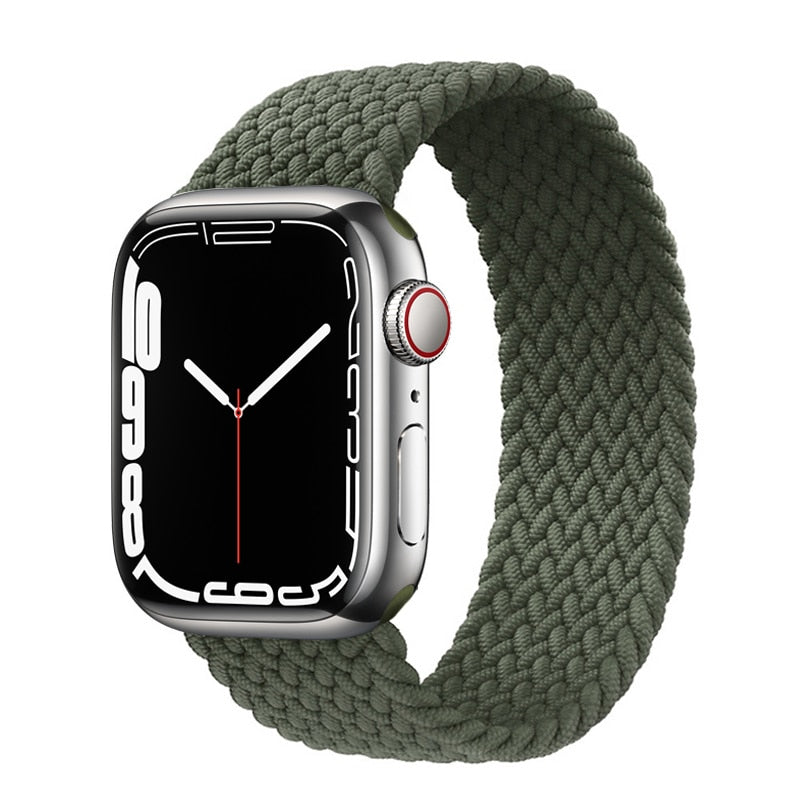 Christmas Gift Braided Solo Loop For Apple Watch band 44mm 40mm 45mm 41mm Fabric Nylon Elastic Belt Bracelet iWatch series 3 4 5 SE 6 7 Strap