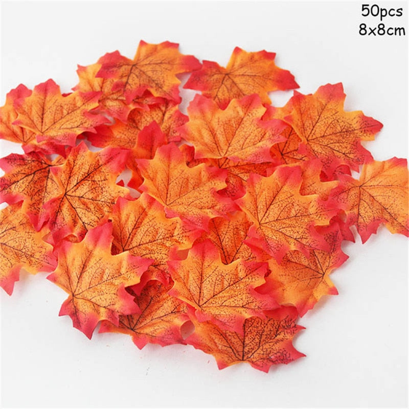 Christmas Gift Thanksgiving Maple Leaves Artificial Fall Maple Leaves String Lights Garland Halloween Autumn Leaves Decoration Wedding Decor