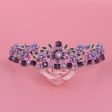 Load image into Gallery viewer, Luxury Baroque Purple Crystal Pearl Bridal Crown Tiara Magnificent Rhinestone Diadem for Bride Headband Wedding Hair Accessories