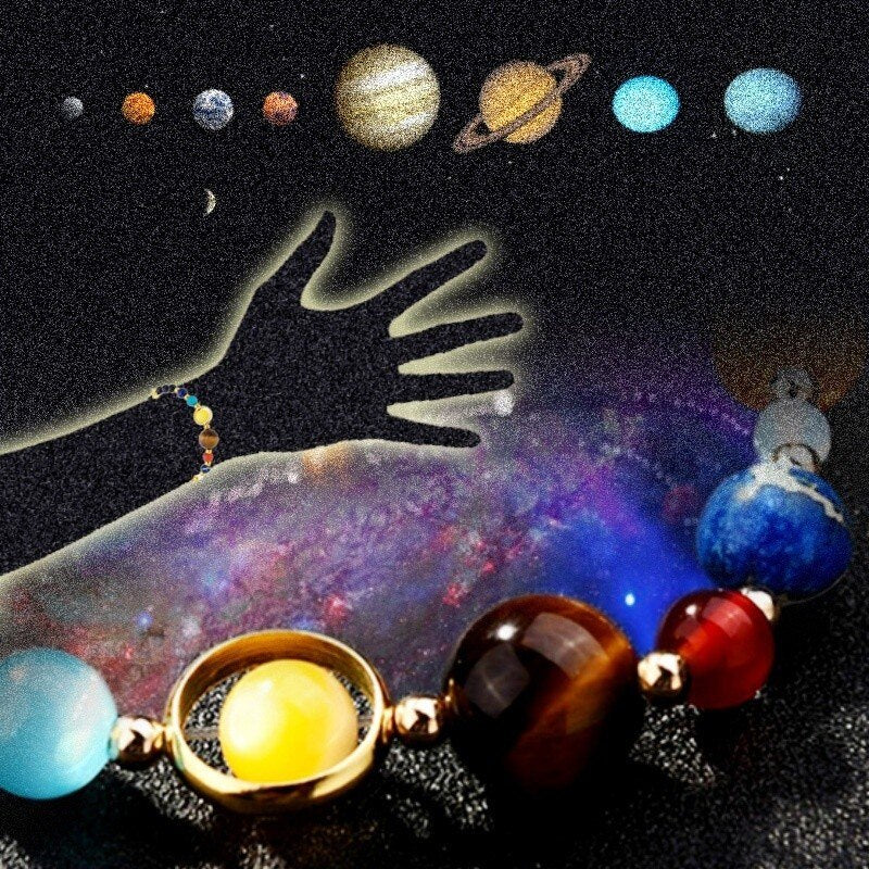 New Fashion Universe Galaxy Eight Planets Solar System Guardian Star Natural Stone Beads Bracelet