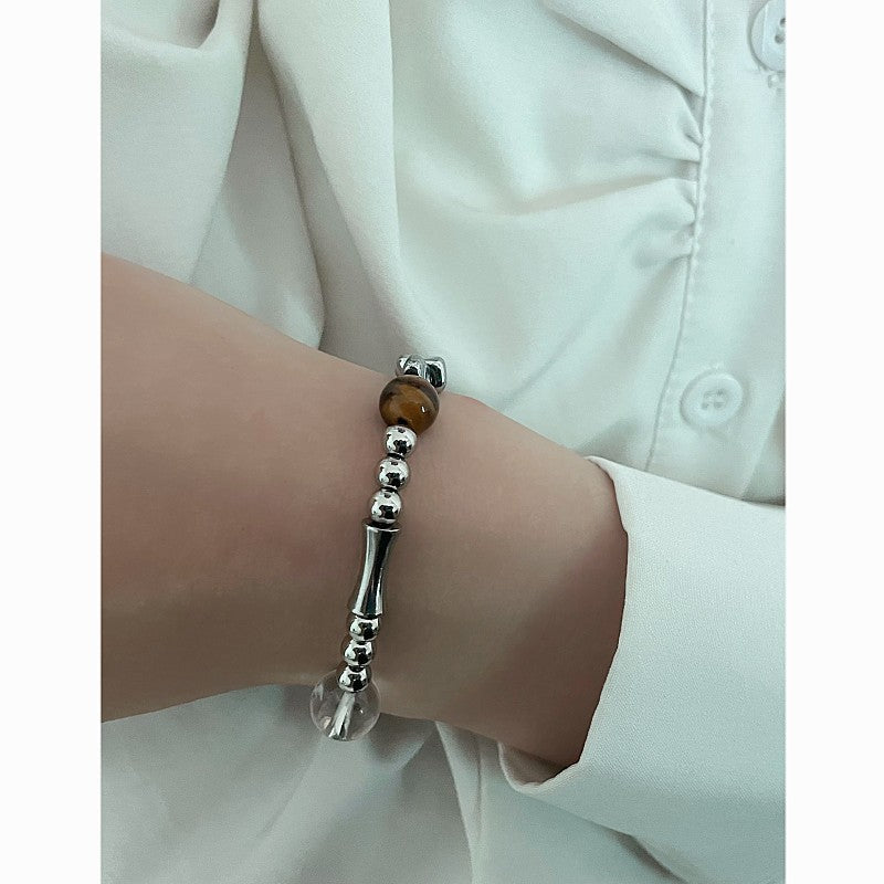 Skhek - Retro Tigereye Stitching Crystal Stone High-grade Light Luxury Minority Bracelets