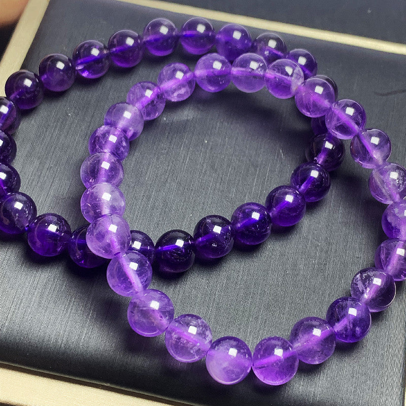 Skhek - Natural Amethyst Dark Purple Transparent Lavender Bracelets
