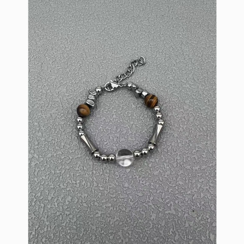 Skhek - Retro Tigereye Stitching Crystal Stone High-grade Light Luxury Minority Bracelets