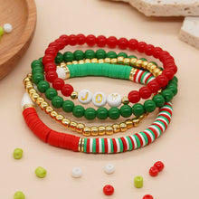 Load image into Gallery viewer, Skhek - Christmas Theme Gold Plated Copper Bead Letter Bracelets