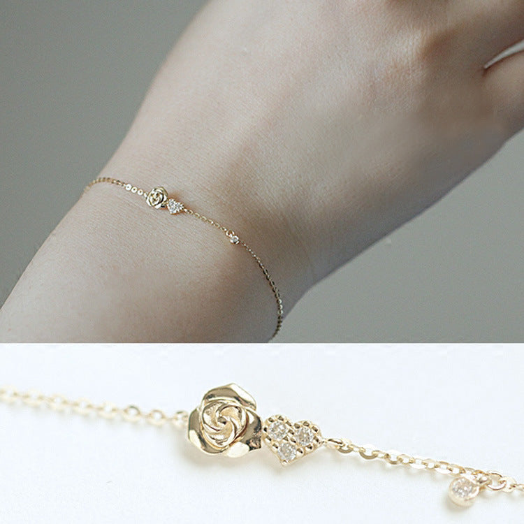 Skhek - Women's Sier Gold-plated Romantic Rose Shape Love Bracelets