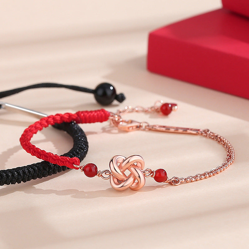 Skhek - Couple Design Braided Red Rope Mobius Bracelets