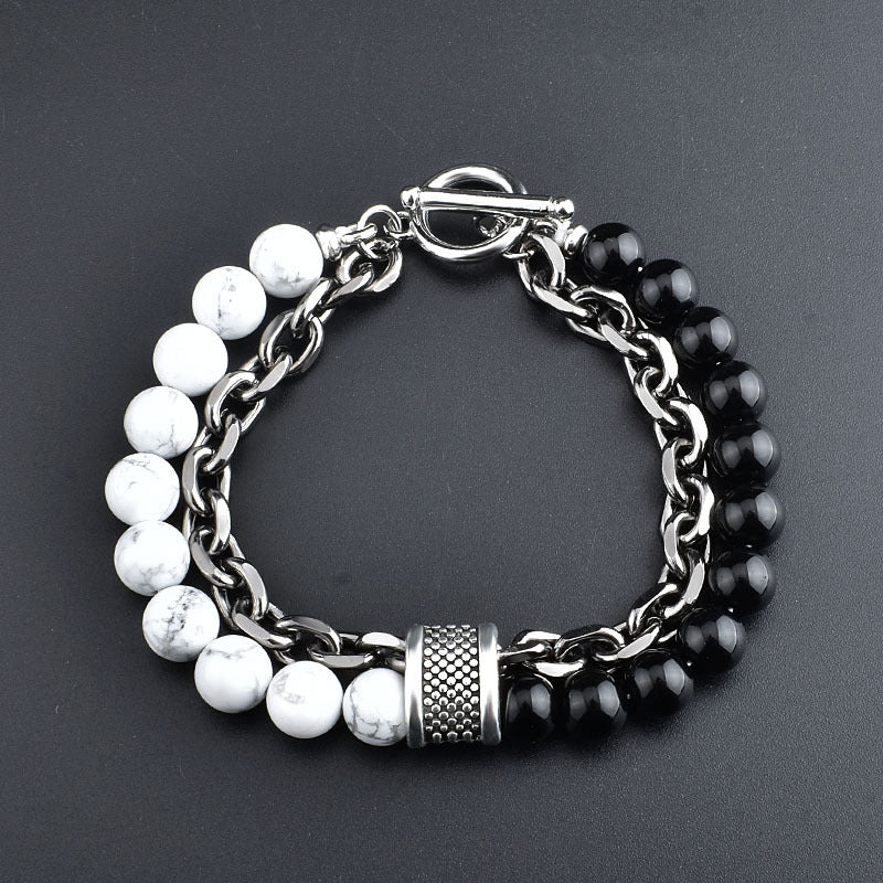 Skhek - Men's Metal String Beads Chain Pin Bracelets