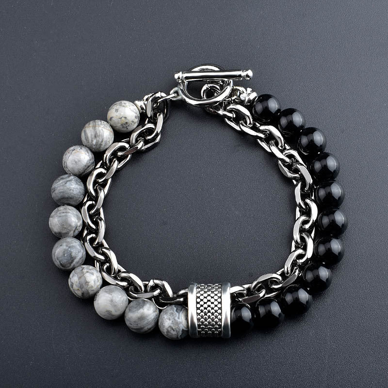Skhek - Men's Metal String Beads Chain Pin Bracelets
