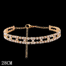 Load image into Gallery viewer, Skhek Fashion Luxury Iced Out Prong Cuban Link Chain Anklet For Women Men Bling Full Rhinestone Anklets Bracelet Hip Hop Foot Jewelry