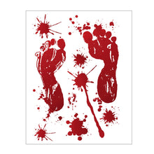 Load image into Gallery viewer, SKHEK Horror Blood Handprint Footprint Fingerprint Halloween Stickers Wall Window Floor Decor Horror Blood Sticker Haunted House Decor