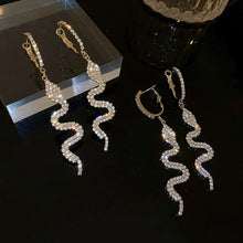 Load image into Gallery viewer, Skhek  fashion inspo    New Trendy Snake Shape Crystal Dangle Earrings for Women Girl Luxury Long Tassel Rhinestone Earrings Party Jewelry Gifts
