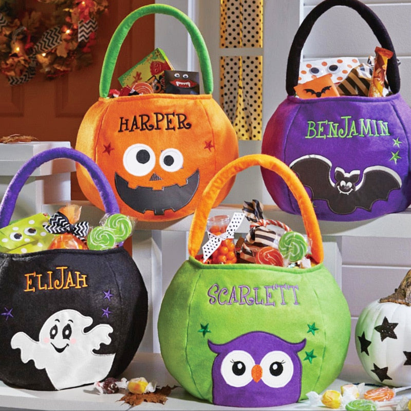 SKHEK Halloween Portable Pumpkin Bag Trick Or Treat Kids Candy Bag Non-Woven Happy Halloween Day Gift Pumpkin Backpack Shoulder Bag