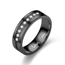 Load image into Gallery viewer, Skhek Black Stainless Steel Couple Rings For Lover&#39;s Jewelry Men Ring Zircon Women Ring Valentine&#39;s Day Wedding Band