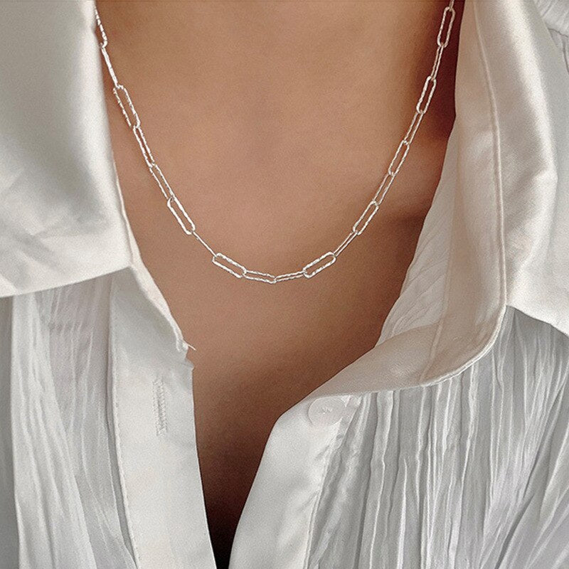Skhek    Trend Sparkling Silver Color Choker Necklace for Women Elegant Clavicle Chain Necklace Party Wedding Collar Jewelry Gifts
