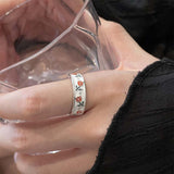 Skhek  fashion inspo   Vintage Enamel Tulip Flower Rings for Women Fashion Simple Sliver Color Adjustable Opening Finger Ring Party Weeding Jewelry