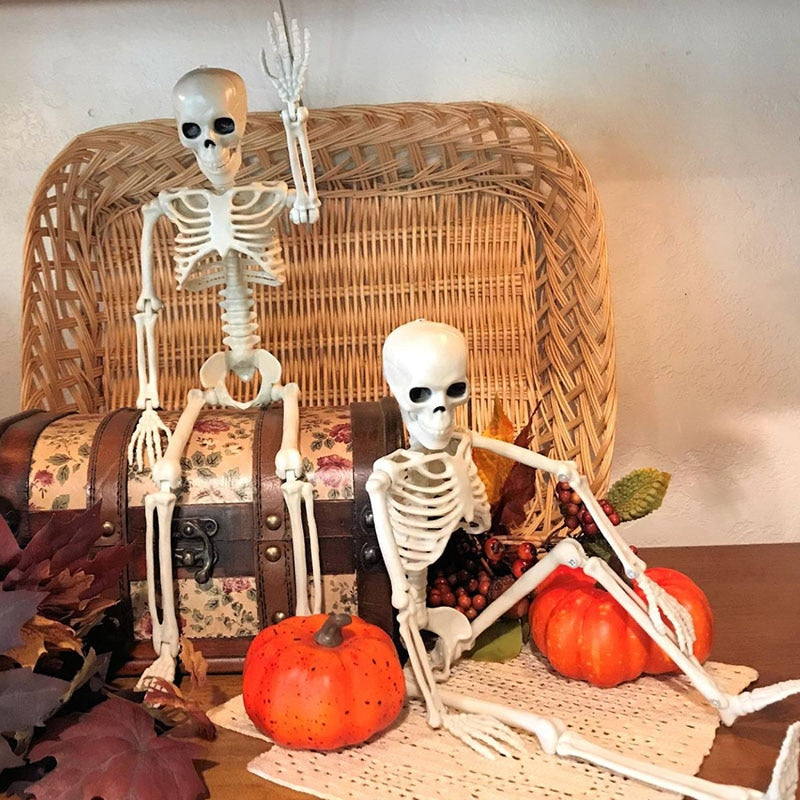 SKHEK 40Cm Halloween Decor Simulation Human Skeleton Lifelike Skull Bones For Halloween Party Haunted House Horror Props Home Ornament