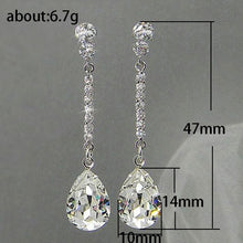 Load image into Gallery viewer, Skhek Luxury White Zircon Geometric Pear Shape Dangle Earrings for Women Girl Silver Color Bridal Wedding Party Ear Jewelry Gift