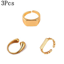 Load image into Gallery viewer, SKHEK Punk Vintage Smiley Finger Rings Set Gold Color Tulip Flowers Open Wide Rings For Women Heart Geometric Rings Trendy New Jewelry