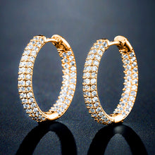 Load image into Gallery viewer, Skhek Gold Plated Full Paved Cubic Zirconia Hoop Earrings for Women High Quality CZ Crystal Party Wedding Jewelry Wholesale