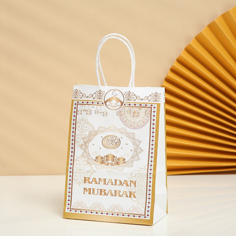 Skhek  6Pcs Eid Mubarak Decor Gift Bag Ramadan Decoration Candy Packaging Islam Muslim Event Party Supplies Decoration Eid Mubarak 2022