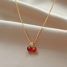 Load image into Gallery viewer, Skhek New Wine Red Cherry Gold Colour Pendant Necklace For Women Personality Fashion Necklace Wedding Jewelry Birthday Gifts