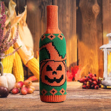 Load image into Gallery viewer, SKHEK Halloween Wine Bottle Cover Skull Pumpkin Knitted Champagne Wine Bottle Bag Table Decor Supplies Happy Helloween Party Decor