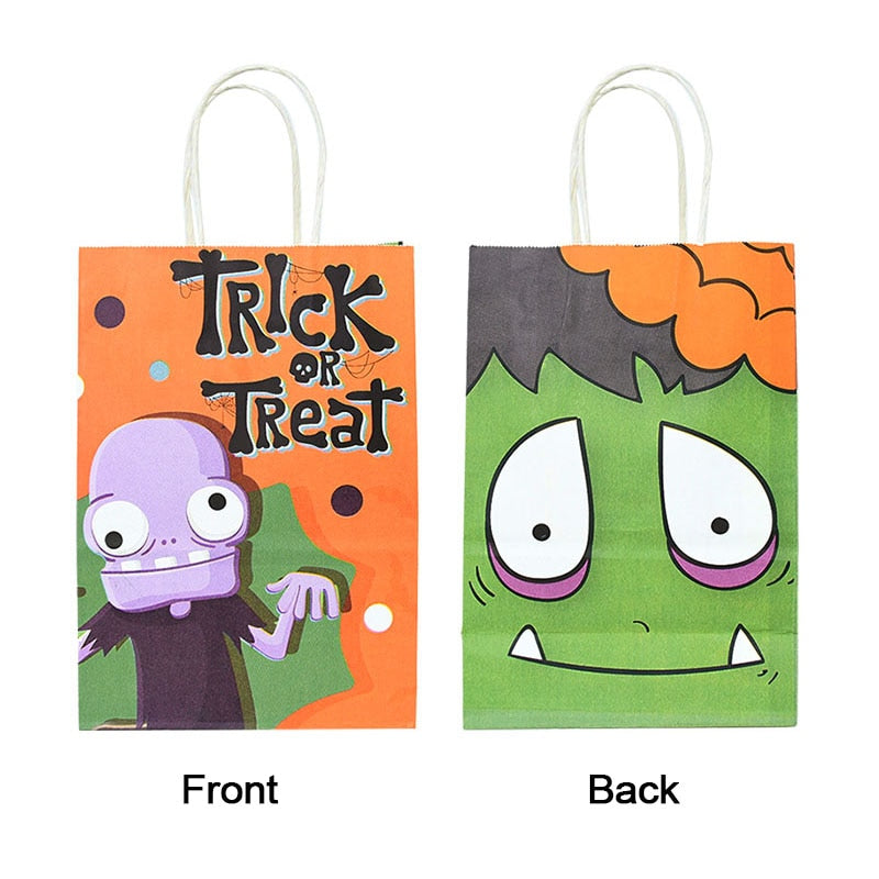 SKHEK 6Pcs Halloween Paper Gift Bag Trick Or Treat Pumpkin Ghost Candy Cookie Snack Treat Bags Kids Halloween Party Gift Packaging