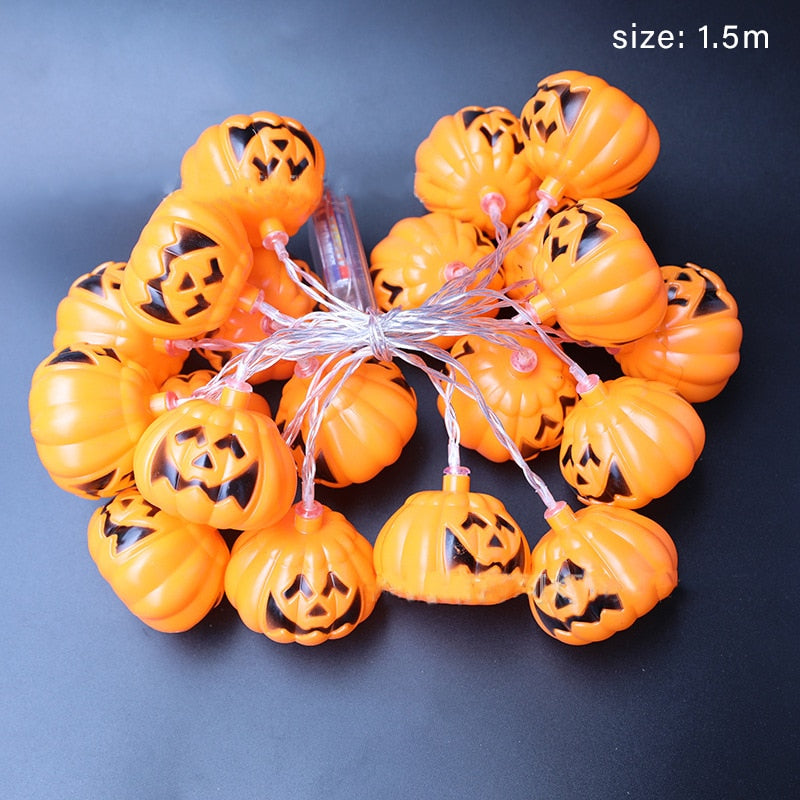 SKHEK 1.5M LED Halloween Pumpkin 10 Light String 3 Styles Happy Haloween Party Decor Kids Favor Ghost Decor For Home 2022 Hallowen