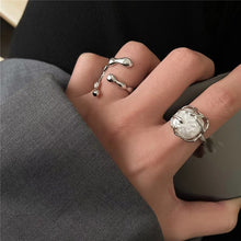 Load image into Gallery viewer, SKHEK 2022 Punk Gothic Geometry Silver Color Heart Flower Metal Opened Adjustable Ring For Women Men Girl Bff Party Grunge Y2k Jewelry