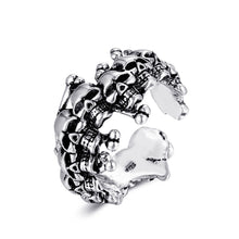 Load image into Gallery viewer, Skhek 2023 Gothic Silver Color Skull Open Ring Unisex Retro Punk Adjustable Skull Couple Finger Ring Trendy Design Party Jewelry Gift