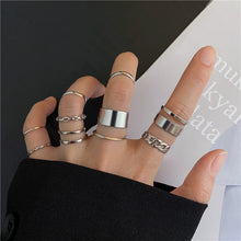 Load image into Gallery viewer, Skhek Punk Snake Black Rings Set For Women Vintage Geometric Metal Cross Rings Set 2023 Fashion Trend Personality Jewelry Gifts