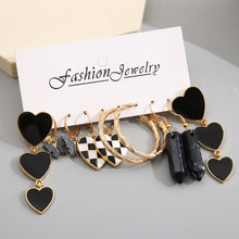 Load image into Gallery viewer, Skhek Retro Butterfly Mesh Hoop Earrings Set For Women Bohemian Dripping Oil Black Heart Pendant Earring Femme Brincos Party Jewelry