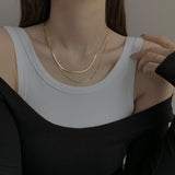 Skhek Silver Color Snake Chain Necklace for Women Double Layer Chain Choker Necklace Party Jewelry