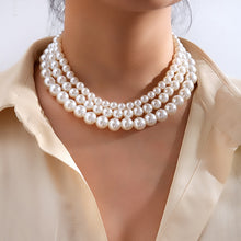 Load image into Gallery viewer, Skhek Vintage Imitation Pearl Necklace For Women Elegant Flower White Choker Necklace Heart Dangle Necklace Wedding Party Jewelry Gift