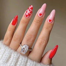 Load image into Gallery viewer, SKHEK Halloween Detachable Manicure Wearable Almond Round Nail Art Simple Press On Nails Red French Temperament Fake Nails With Design
