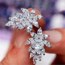 Load image into Gallery viewer, Skhek Shiny Marquise Leaf Cubic Zirconia CZ Crystal Stud Earrings for Women Silver Plated Wedding Engagement Eternal Promise Jewelry