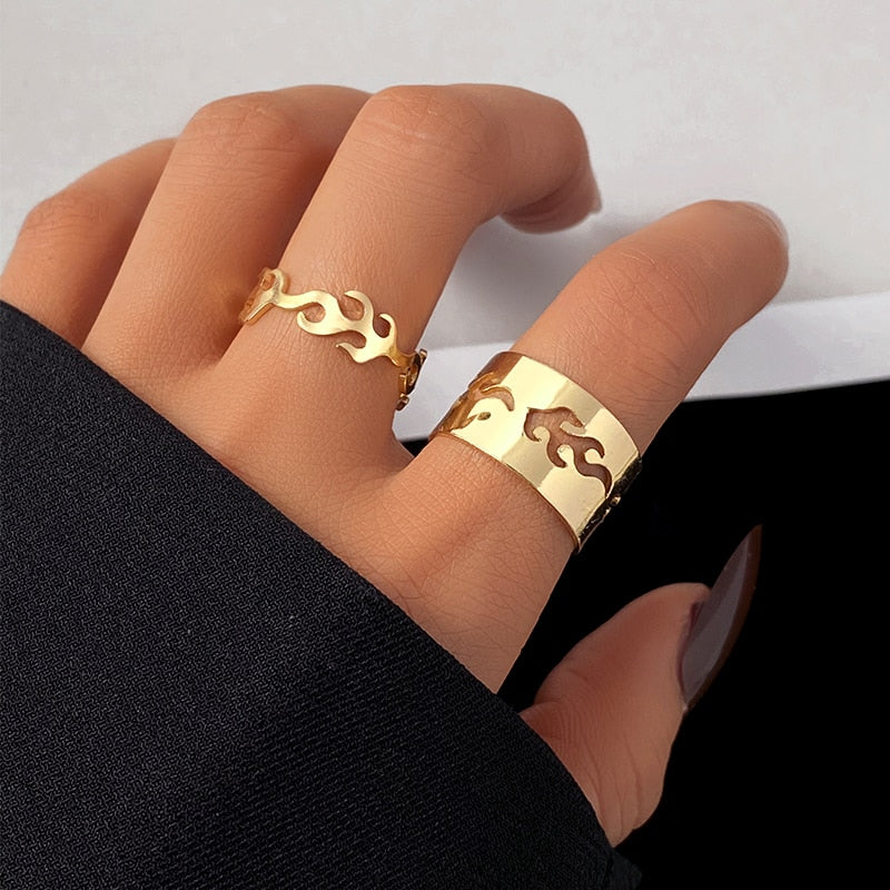 Skhek Punk Snake Black Rings Set For Women Vintage Geometric Metal Cross Rings Set 2023 Fashion Trend Personality Jewelry Gifts