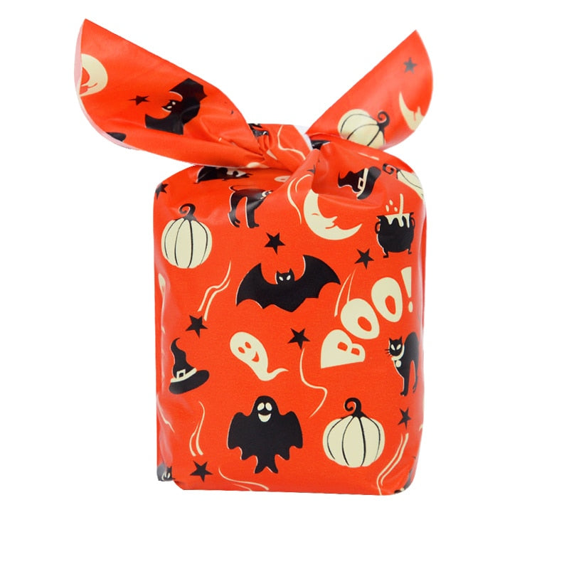 SKHEK 50/25 Pcs Halloween Goodie Bags For Trick-Or-Treating Halloween Party Favors Snacks Candy Trick Or Treat Bags 17 * 10Cm