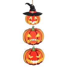 Load image into Gallery viewer, SKHEK Halloween Halloween Wooden Ornaments Pumpkin Ghost Trick Or Treat Pendants Halloween Party Decoration For Home Door Hanging Signs Kids Toy