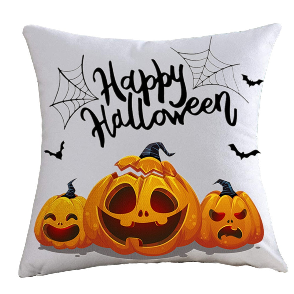 SKHEK Neon Rainbow Color Funny Letter "I Smell Children" Halloween Cushion Cover Party Decor Pumpkin Bat Wizard Ghost Pillowcase