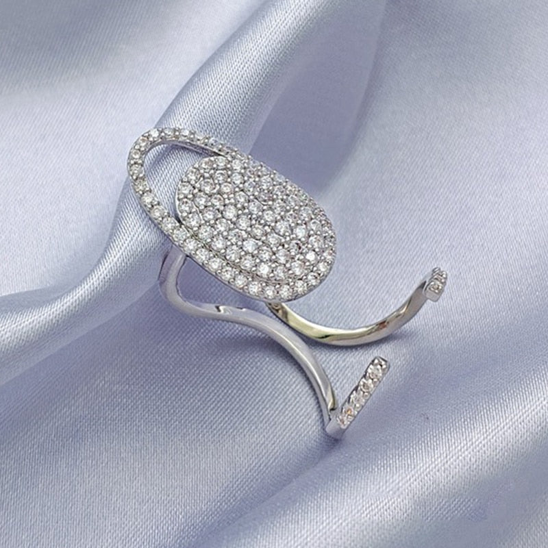 Skhek New Fashion Creative Opening Fingertips Ring Bowknot Love Shining Crystal Female Nail Cover Rings Jewelry Bridal Wedding Bague