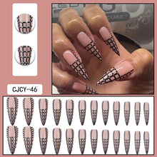 Load image into Gallery viewer, SKHEK Halloween Extra Long Pointed French Wearable Armor White Rose Diamond Slim False Nails Tips Fake Nails Set Press On Nails Manicure Tools